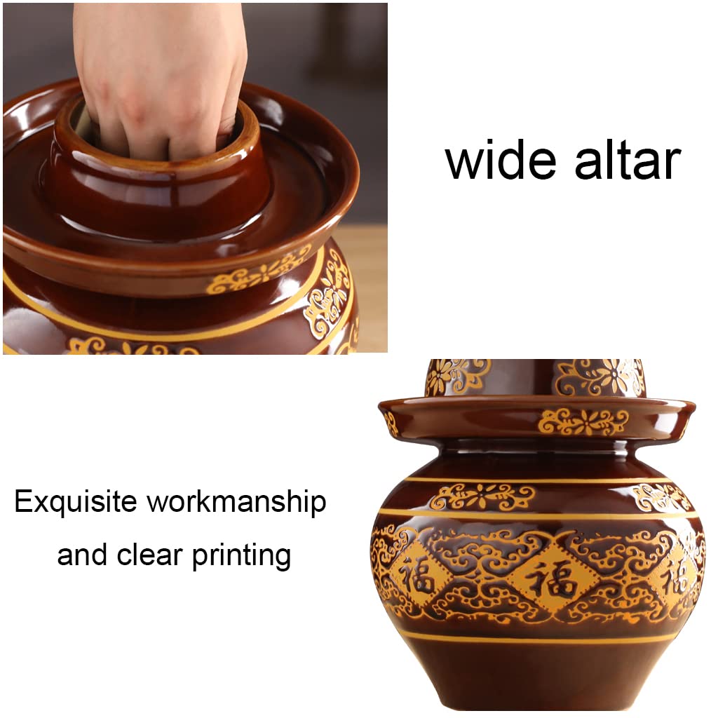 vasetti per fermentazione, Vaso in ceramica tradizionale cinese China Fu con coperchio, kit di fe(5KG)