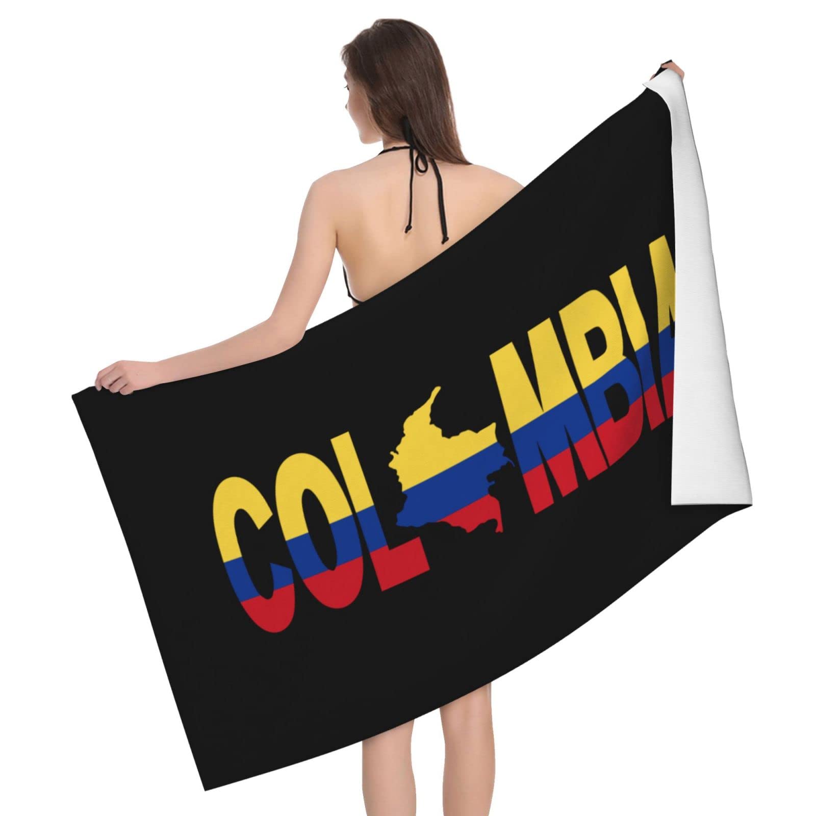 Lsjuee Flag of Colombia Beach Towel Absorb Water Quick Dry Bath Towel, for Beach, Swimming Pool, Camping