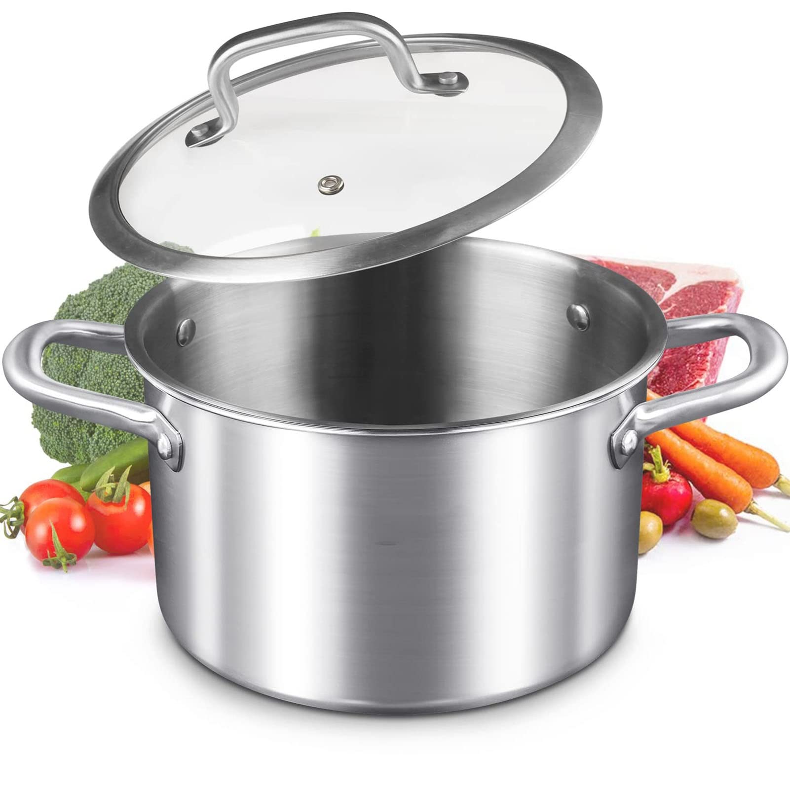 Vivicreate 14.5 QT Stainless Steel Stock Pot With Lid - Induction Compatible, Pasta, Soup & Stew Pot - View #9