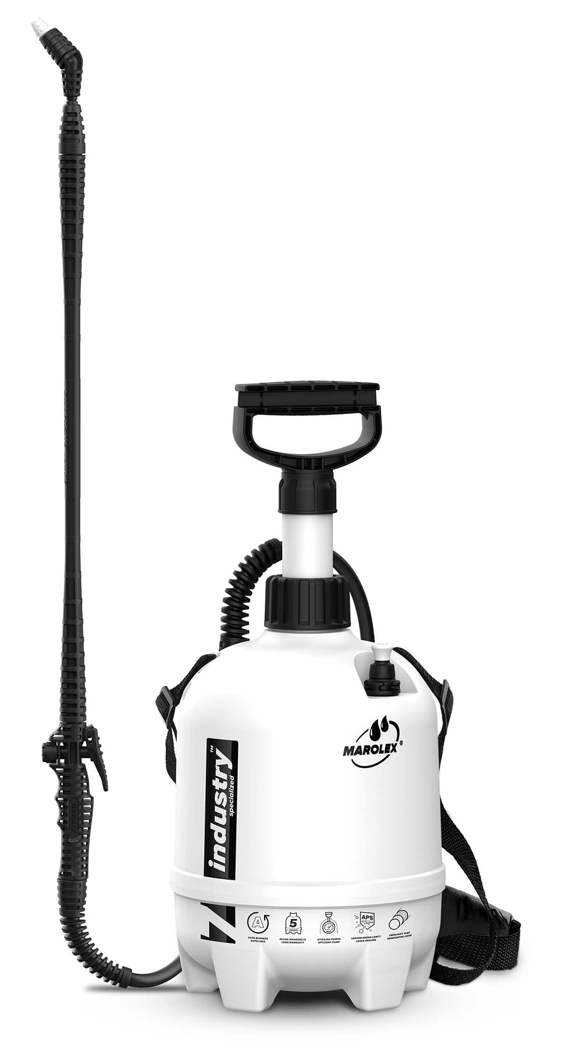 Marolex, Pulverizador de mano industry acid 7, sello VITON con lanza telescópica de acero compuesto de 65-115 cm