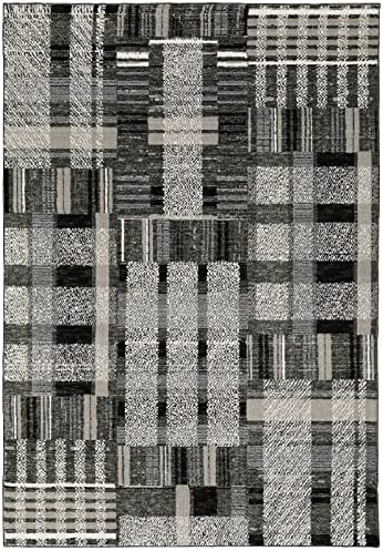 Oriental Weavers Atlas Area Rug - 752C0-6'7" x 9'6" - in Black/Grey - Modern Style, Stain Resistant, Family and Pet Friendly, Dining, Living Room Rug