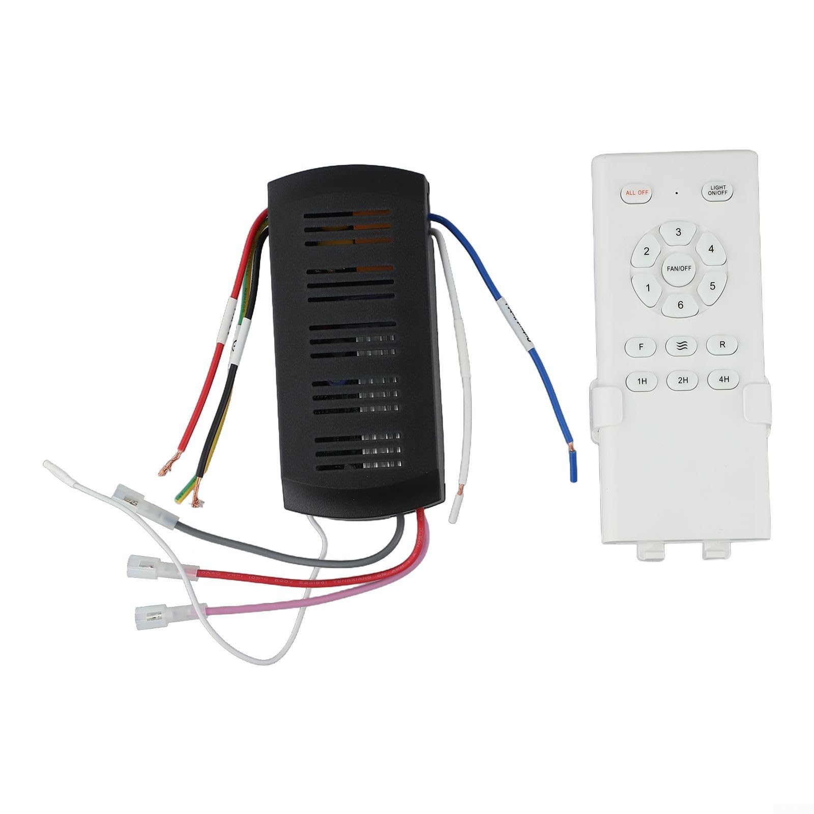Kit de control remoto para ventilador de techo con receptor y control remoto que ofrece control de ventilador de 6 velocidades, botón de interruptor de luz y funciones de temporizador para múltiples