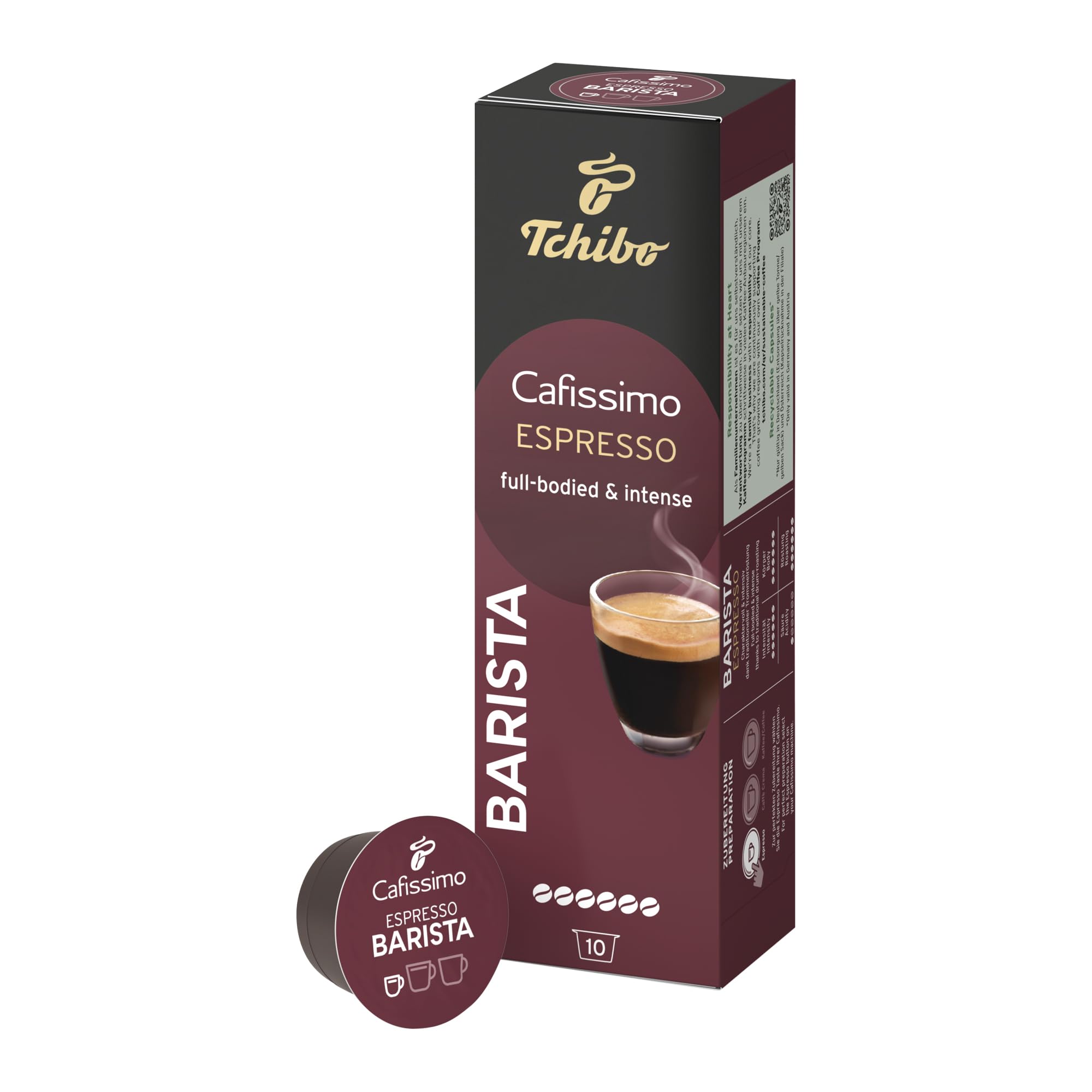 Tchibo Cafissimo Vorratsbox Espresso Barista Kaffeekapseln, 80 Stück (8x10 Kapseln), nachhaltig & fair gehandelt