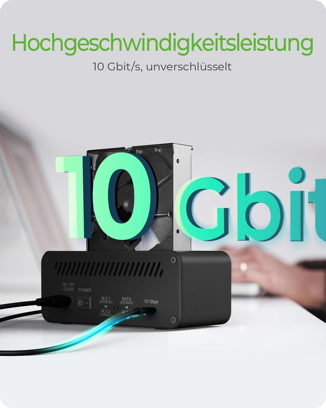 ICY BOX HDD/M.2 NVMe SSD Docking Station USB 3.2 Gen 2 (10 Gbit/s), Festplatten Klonstation & Lesegerät (2,5" & 3,5" SATA auf M.2 NVMe/M.2 NVMe auf M.2 NVMe), Zweiwege Klonen, IB-2924MSCL-C31