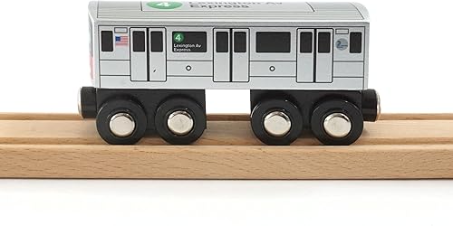 Miniatura 8 de Munipals New York City Metro Ferrocarril de madera (A DivisionIRT) 3 trenes7 Avenue Express - Tren de madera probado para niños y juguete seguro