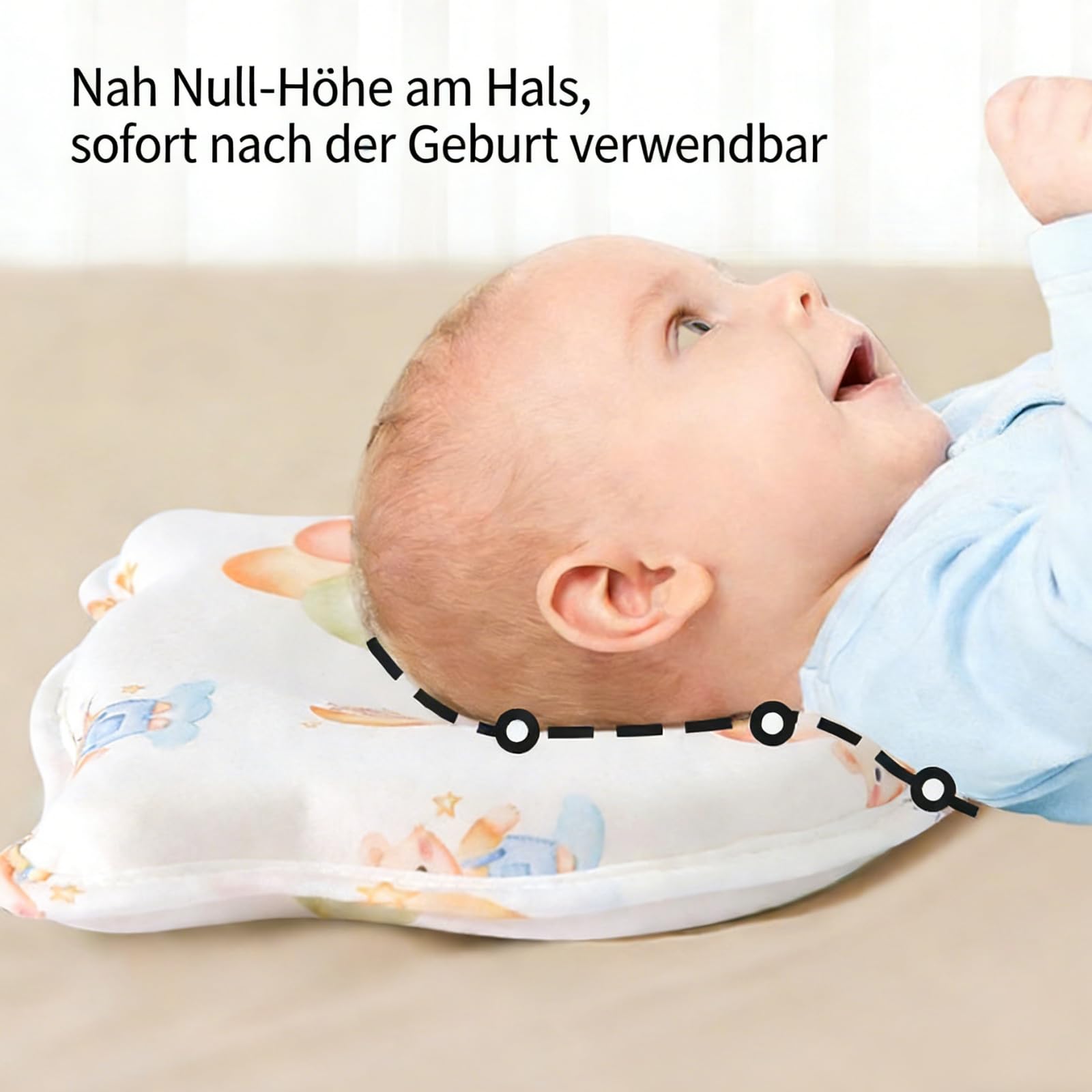 Babykissen, Silikon Babykopfpolster, Babykissen Gegen Plattkopf, Ergonomisches Kopfformungsmit Nackenstütze für Wiege, Bett, Kinderwagen (26x22 cm,Schultasche)