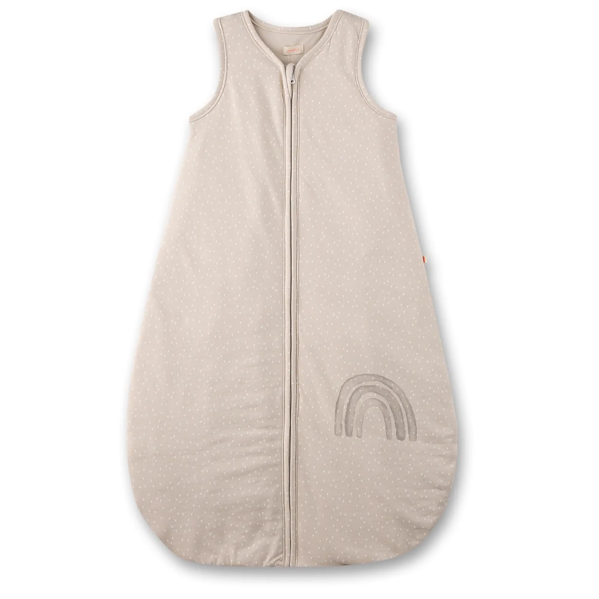 SANETTA Sacco nanna beige | Pratico e comodo sacco a pelo unisex in cotone biologico, sacco nanna con cerniera e stampa arcobaleno | Baby Sleeping Bag