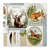 Sovie HOME Serviette FRITZ aus Linclass Airlaid, 40x40cm, 12 Stück, 1/4 Falz, Jagddesign mit Hirsch, Kaninchen, Reiter zu Pferd, stoffähnliche Einwegserviette, Jagdgesellschaften