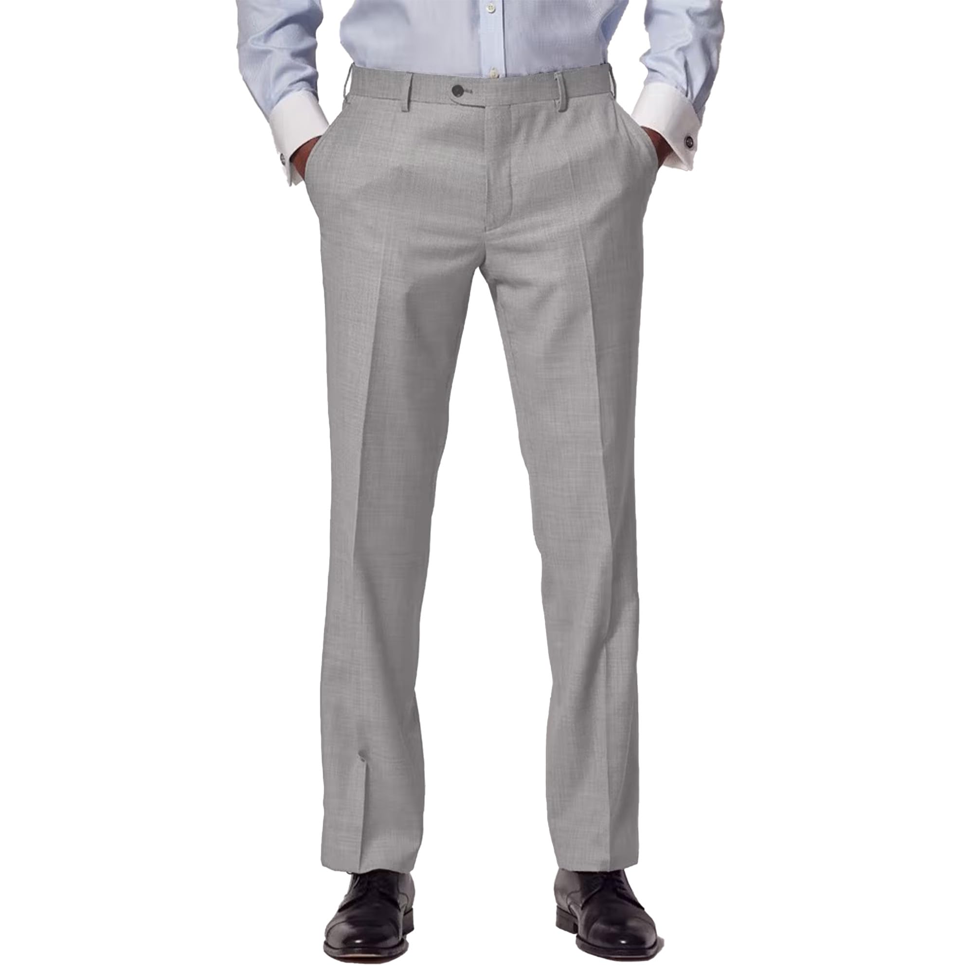Men's Cozy Hidden Expandable Waist Dress Pants | Premium Stretch Texture Weave Work to Weekend Pants