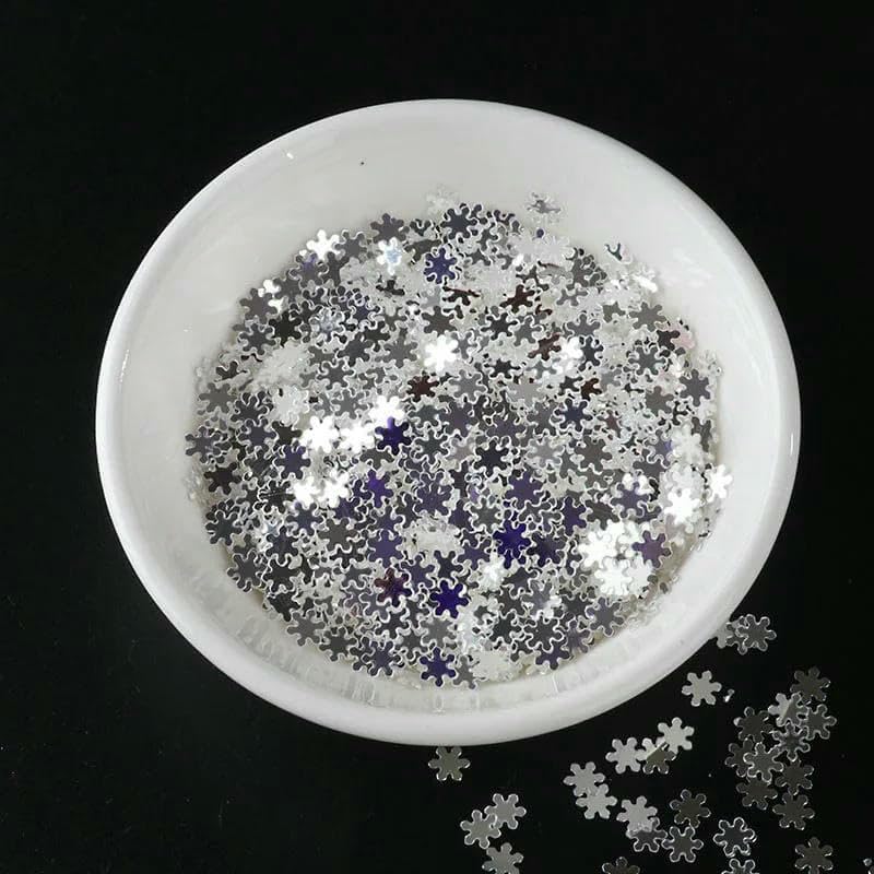 Lentejuelas de PET Crysta de alto brillo, 10 g/bolsa, con forma de estrella, corazón y luna, para manicura, confeti de boda, accesorio para uñas, copo de nieve de 5 mm.
