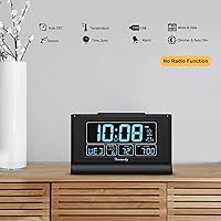 Vista 4 de DreamSky Despertadores para dormitorios con batería de respaldo, reloj digital de ajuste automático con fecha y día de la semana, temperatura