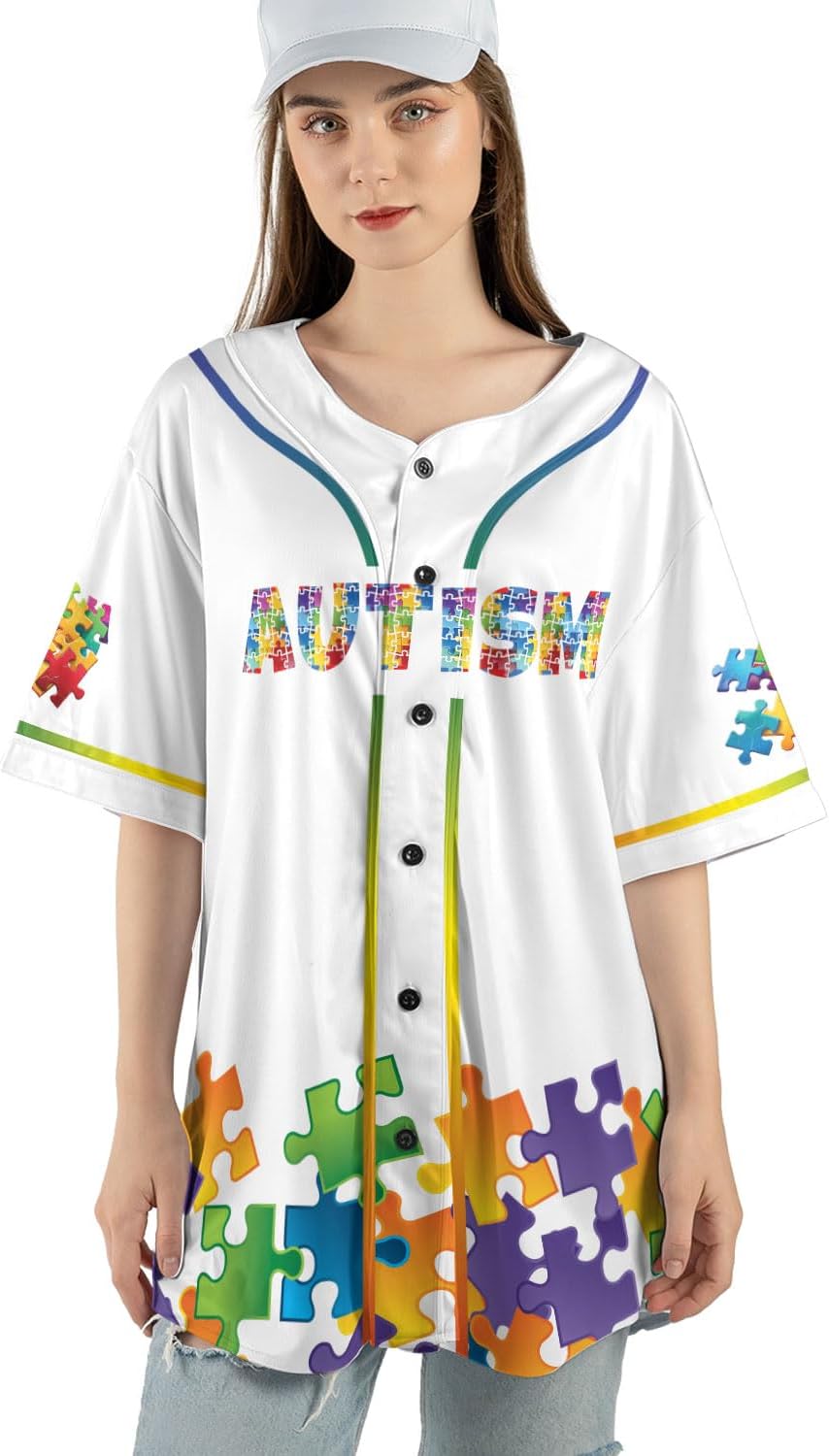 Personalized Adult Autism Shirts Gifts, April Autism Awareness S-5XL Baseball Jersey Men & Women on Autism Acceptance Month