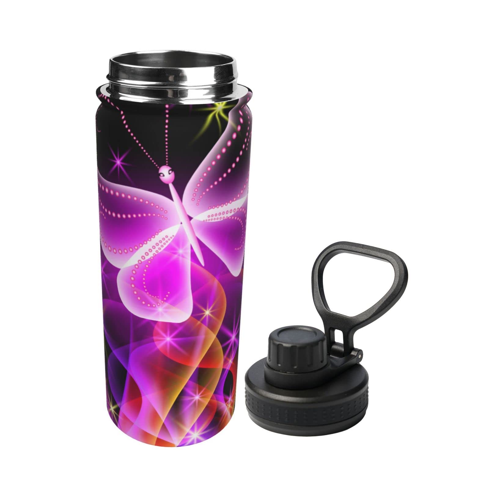Sport-Wasserflasche, 530 ml, isoliert, Edelstahl, auslaufsicher, für Reisen, Fitnessstudio, Büro