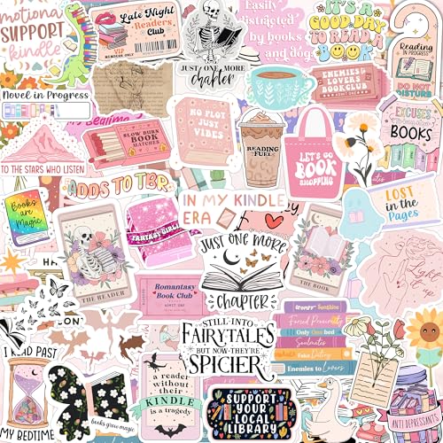 73 PCS Book Stickers for Kindle Bookish Sticker Pack for IPAD Laptop Ebook Readers Cute Booktok Vinyl Decals Water Bottle Girls Holographic Waterproof Smut Romance (73Pcs)