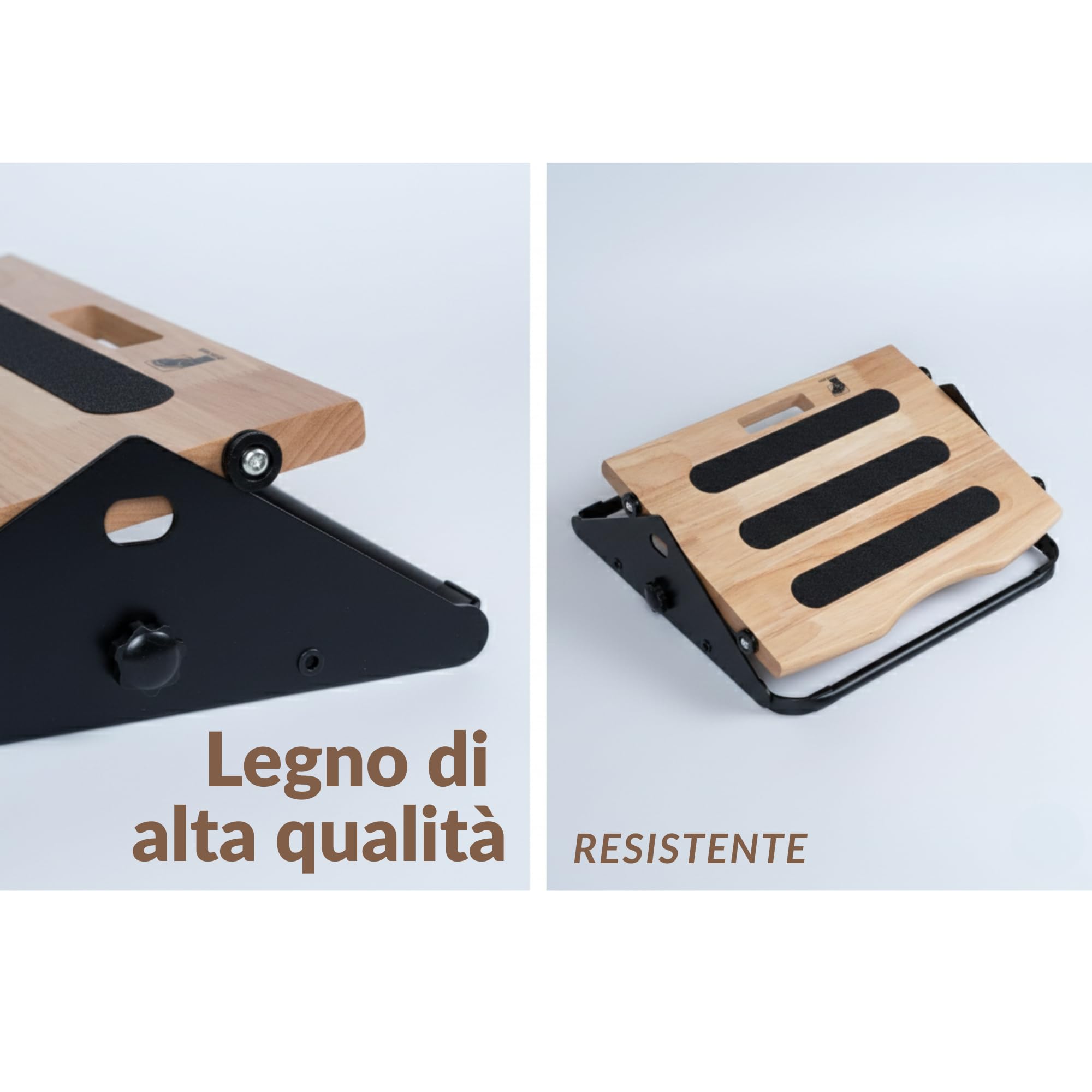 Poggiapiedi da scrivania ergonomici in altezza regolabile per scrivanie basso movimento morbido con ruote, suola base in legno e acciaio, design minimalista ed elegante, ideale per la casa e