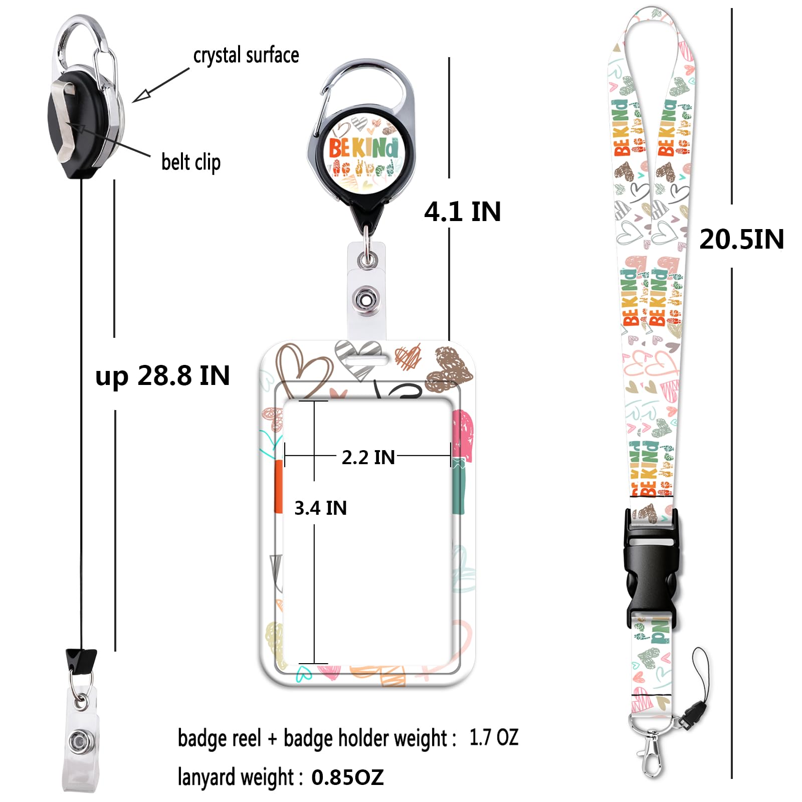 Cute ID Lanyard Card Holder with Retractable Badge Reel Clip Detachable Key Lanyard for Women Girls Nurses Teachers for ID Badge Keys Butterfly School ID Holder Reel Keychain - Image 4