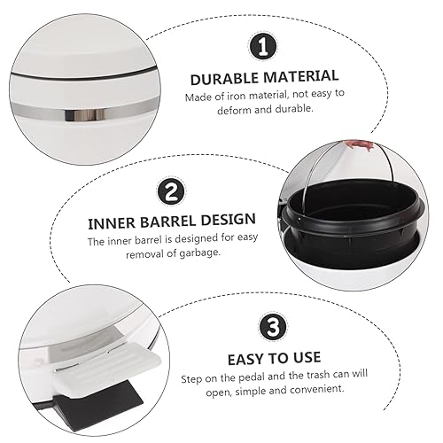 Miniatura 6 de Bote de basura con pedales, contenedor de adorno de metal, botes de basura para oficina, papelera sin contacto, papelera para pisar, papelera de