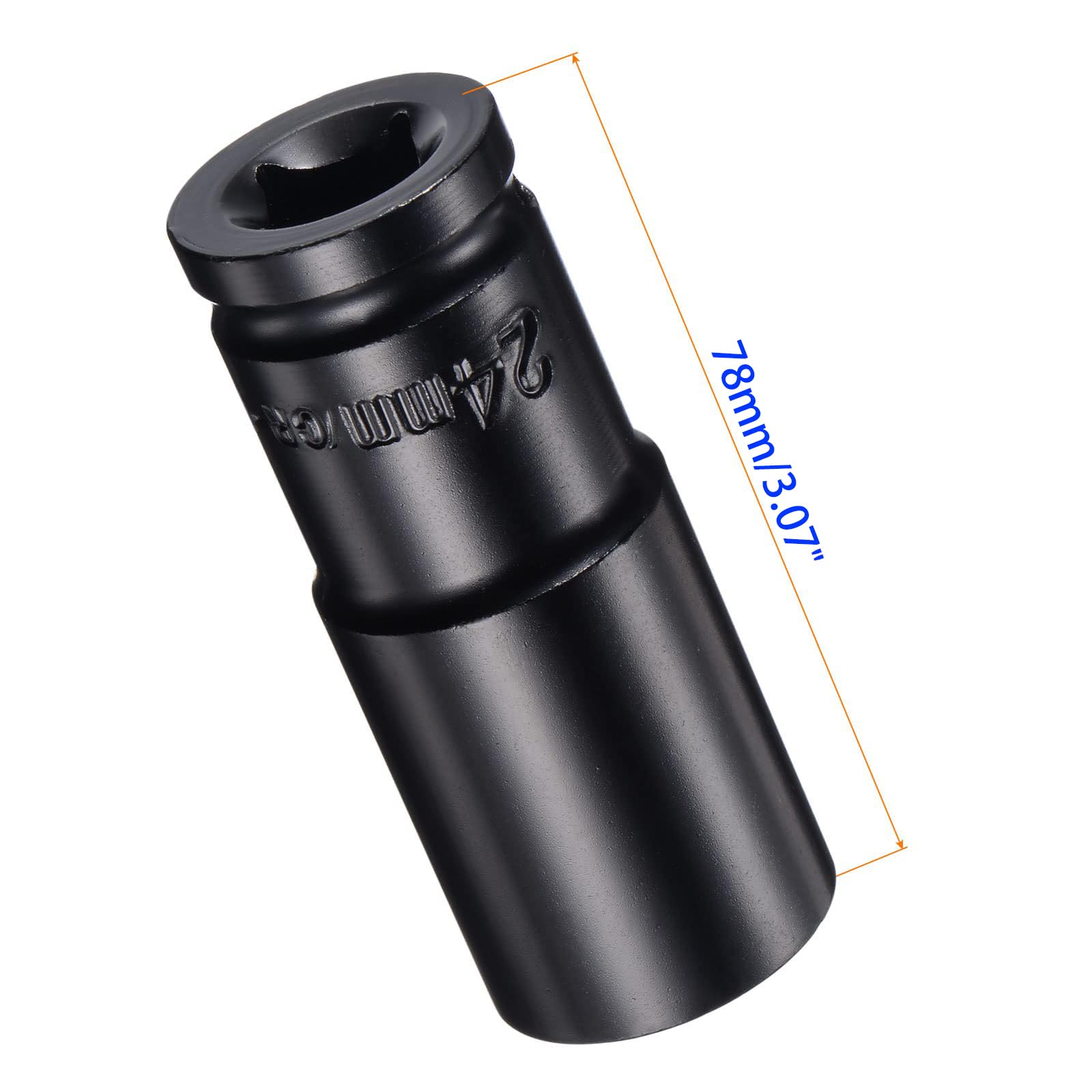 MACHSWON 2Pcs 1/2 Inch Drive - 24mm Deep Impact Socket with 6 Point Design, Heat-Treated Cr-V Steel 78mm Length, Metric Sizes - Image 2