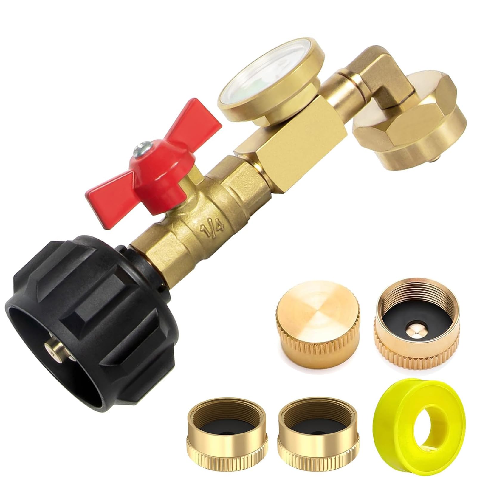 Snapklik.com : Solid Brass Propane Refill Adapter - 1lb To 20lb, 90 ...