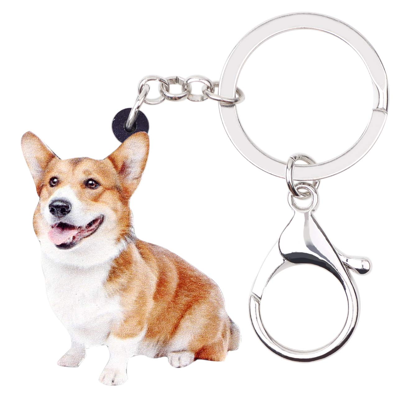 WEVENI Acrylic Pembroke Welsh Corgi Dog Keychain Pet Keyring Novelty Jewelry For Women Girls (Orange)