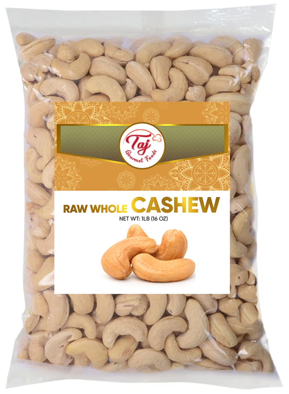 TAJ Raw Cashews 1 Pound | W240 Grade Premium Large Whole Cashew | Unsalted | No Additives