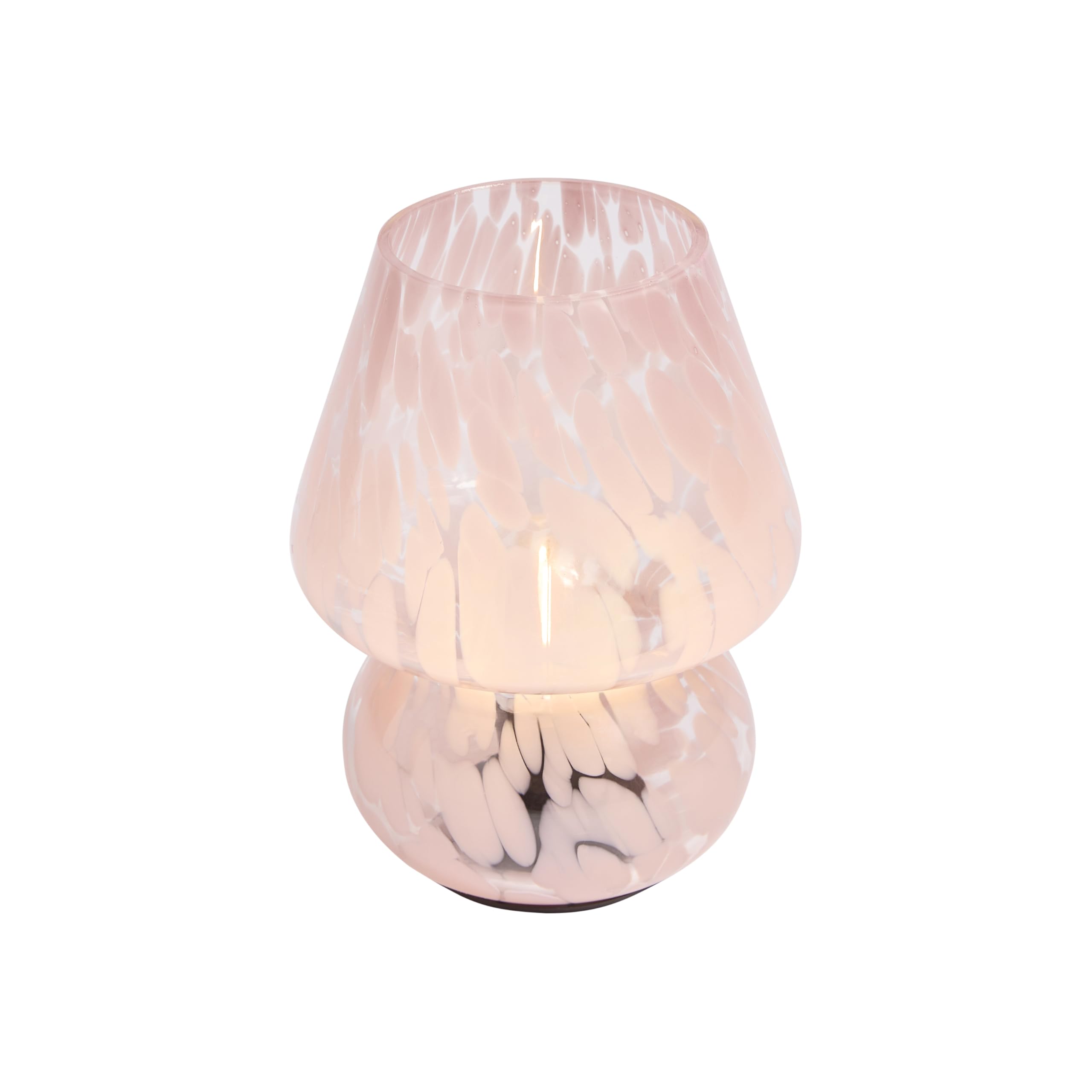 OHS Plain Mushroom Glass Lamp Night Lamp for Bedroom Battery Lamp, Pink