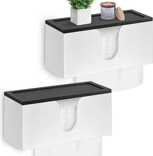 Miniatura 8 de Dispensador de toallas de papel de madera maciza montado en la pared, soporte de toalla de papel plegado con tapa, plegable en C comercial, plegado