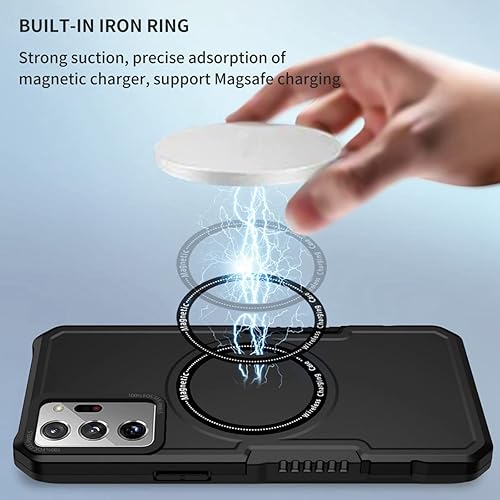 Miniatura 9 de CCSmall Funda magnética para Galaxy Note 20 Ultra - Magsafe, grado militar, a prueba de golpes, PU+TPU, protección resistente, MS Black