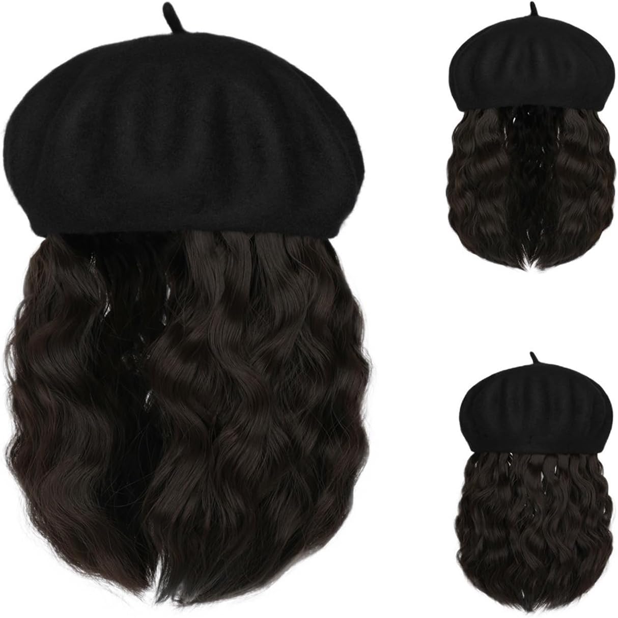 Bald Cap Wave Curly Bob Hat Wig Synthetic Wigs Hat with Hair Extensions Attached 8 Inch Long Wig Hat Cap Hair Cap (Color : 14)