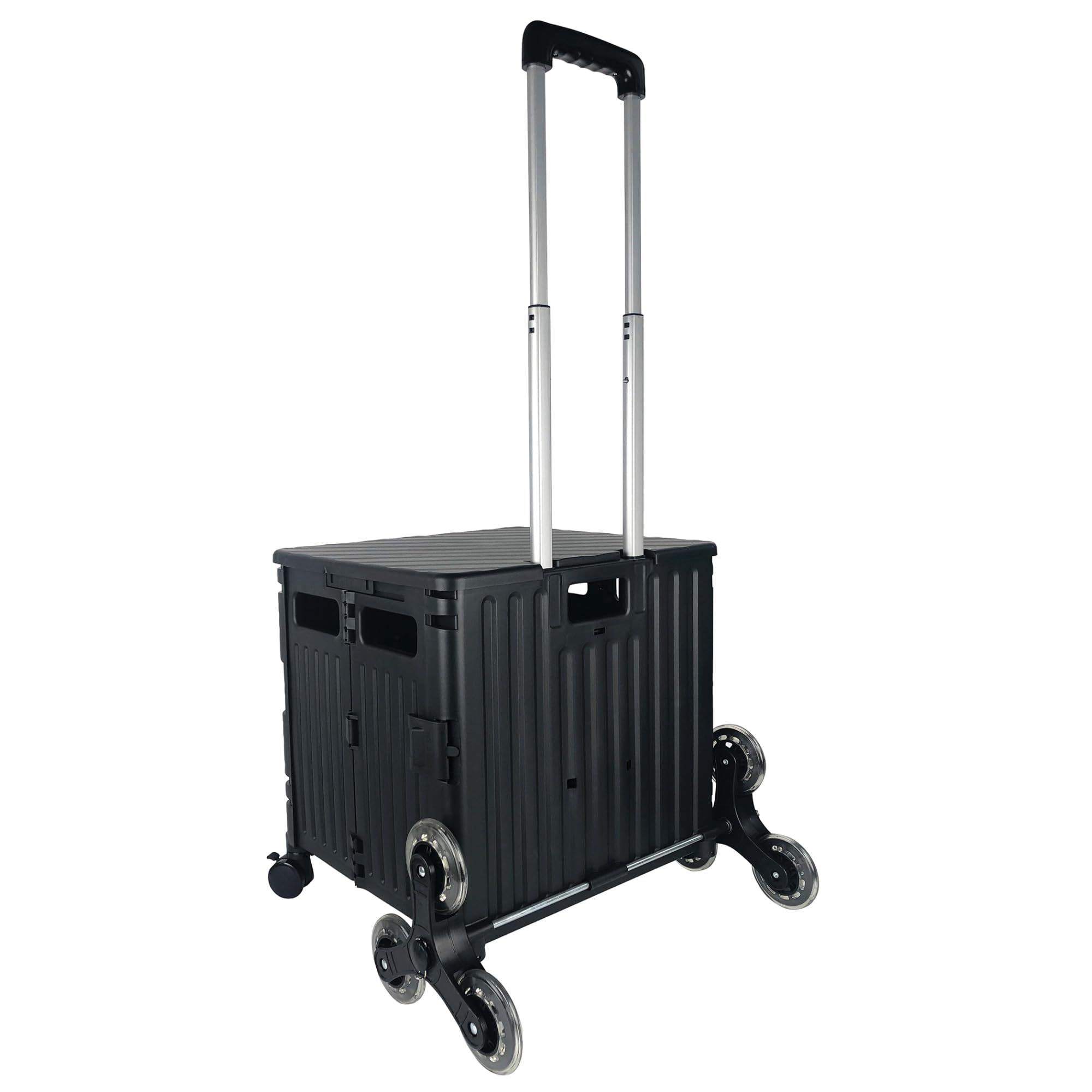 Photo 1 of Office Depot® Brand Stair Climber Utility Cart With Lid, 39-3/8"H x 18-7/8"W x 16-1/2"D, Black