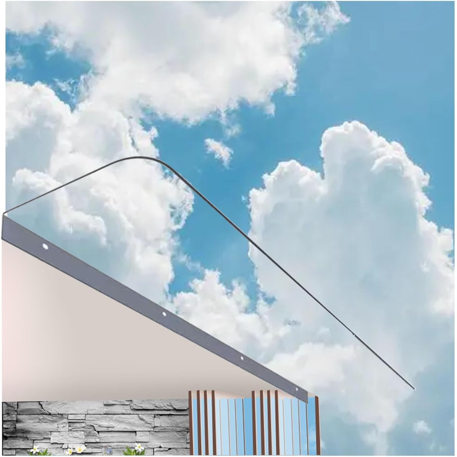Auvent de porte incurvé polycarbonate moderne 40x100cm couverture épaissie sans entretien