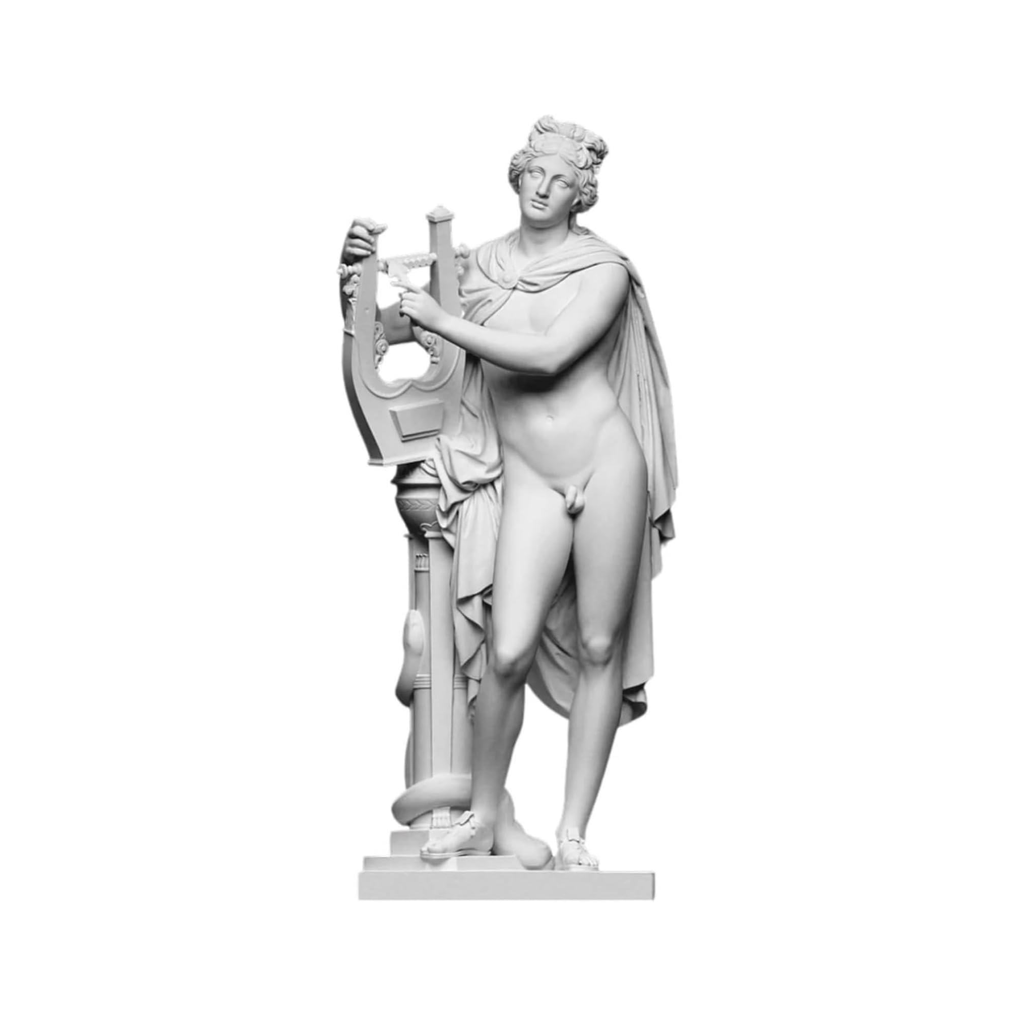Dadart White Apollo Kitharoidos Statue Alabaster Greek God Sculpture Lyre Music Classical Art 25Cm / 9.84"