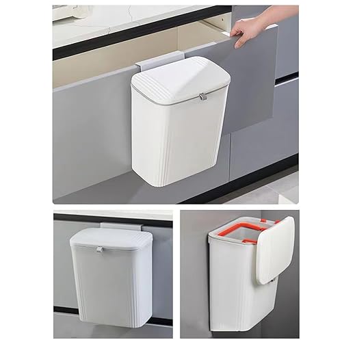 Miniatura 1 de KiDaYuan Hanging Wall Mounted Kitchen Plastic Trash can, Compost Bin Cabinet-Hanging Trash binWaterproof and Leak Proof with Cover, 9.5L (2.5