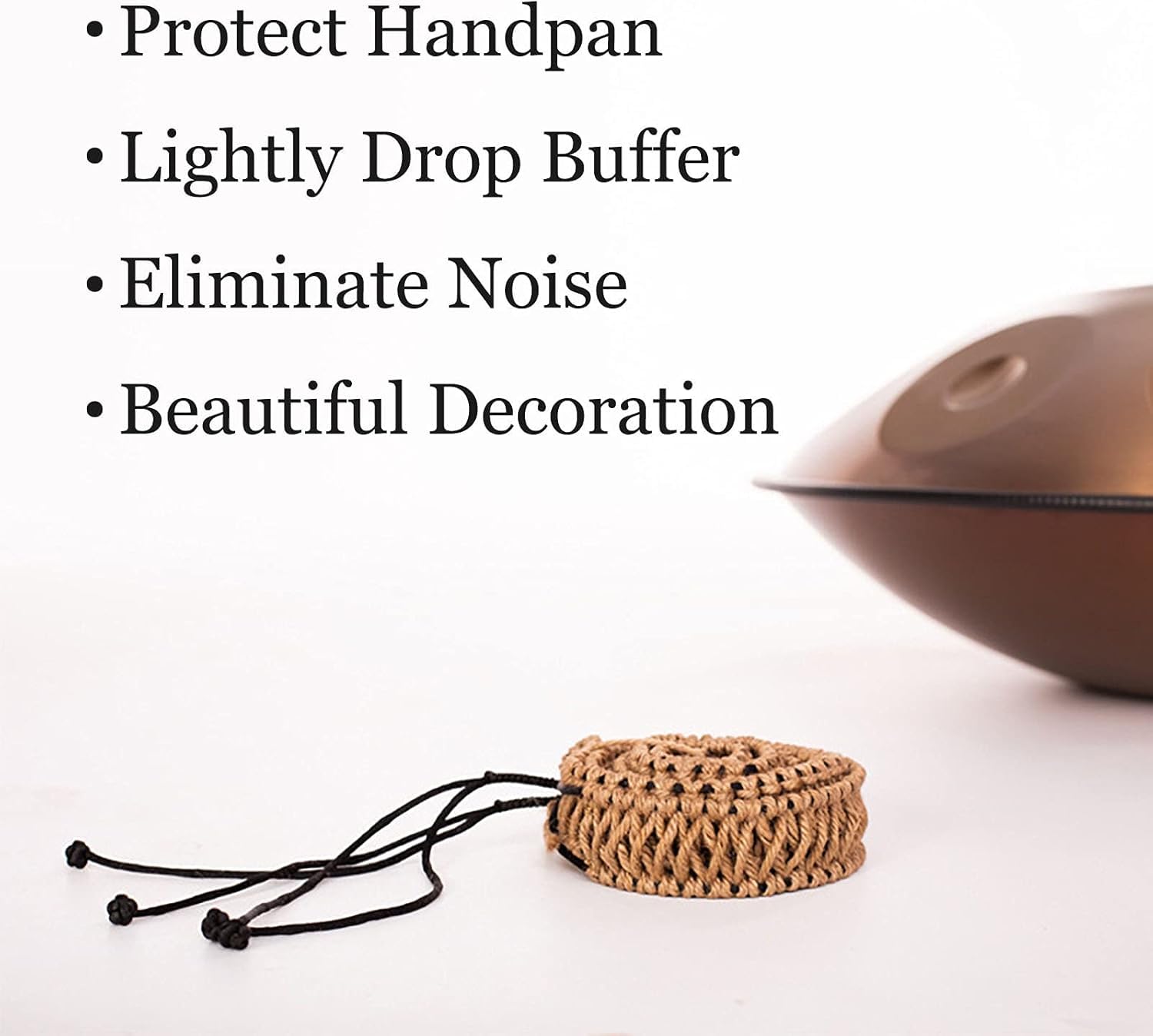 Handpan Dekoration Rattan Rope, handgefertigtes geflochtenes Hanfseil für 21 Zoll-25 Zoll Handpan Stahlzunge Trommel, Schutzpuffer, Lärm beseitigen