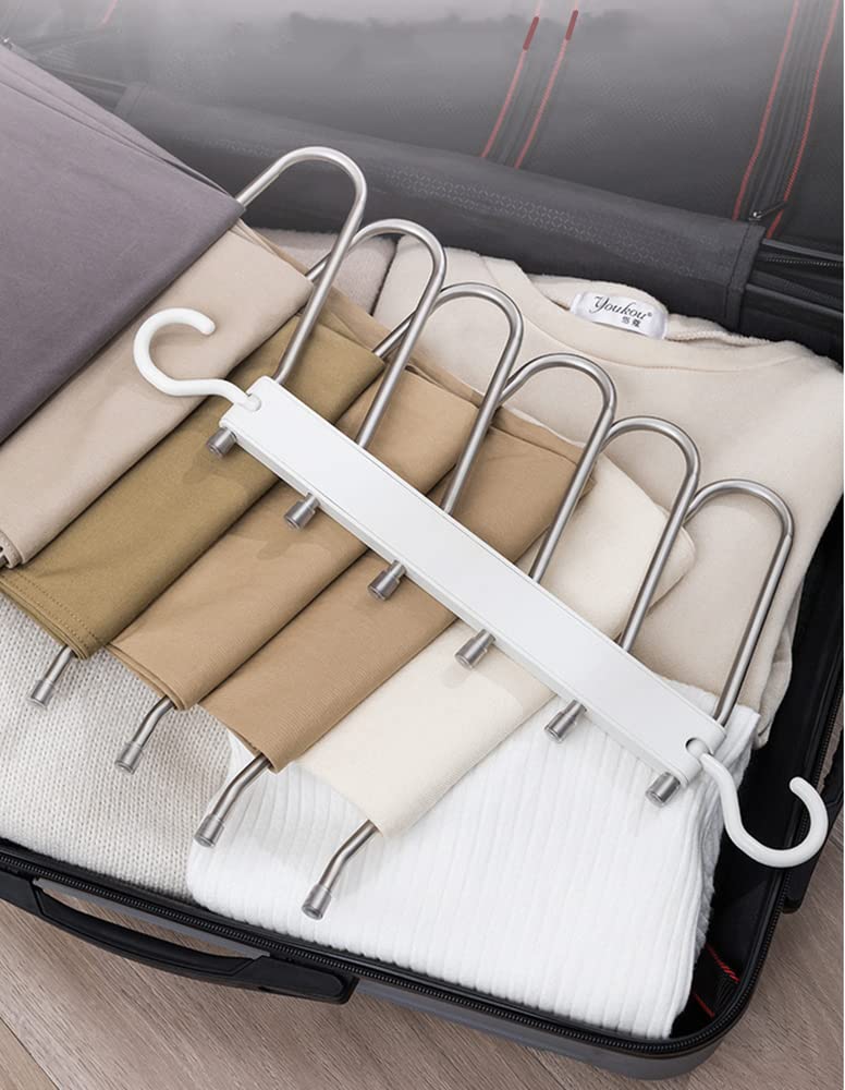Lntyq Lot De 2 Cintres En Acier Inoxydable à 6 Couches Pour Pantalons Economise De Lespace Et Antiderapants Organiseur De Rangement Cintre Multifonction En Cascade Pour Jupes Jeans 85396117