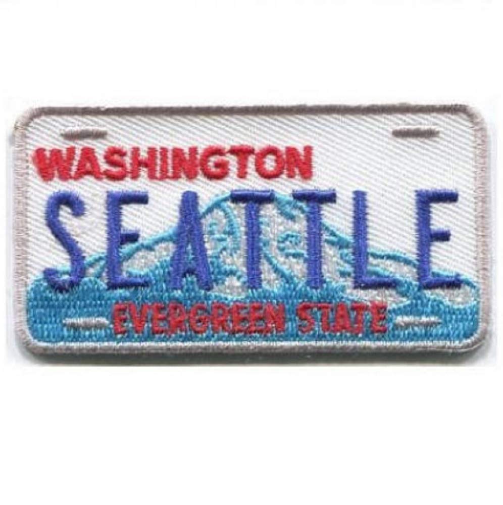 Seattle Patch - Washington State License Plate, Evergreen State (Iron on) #1441H
