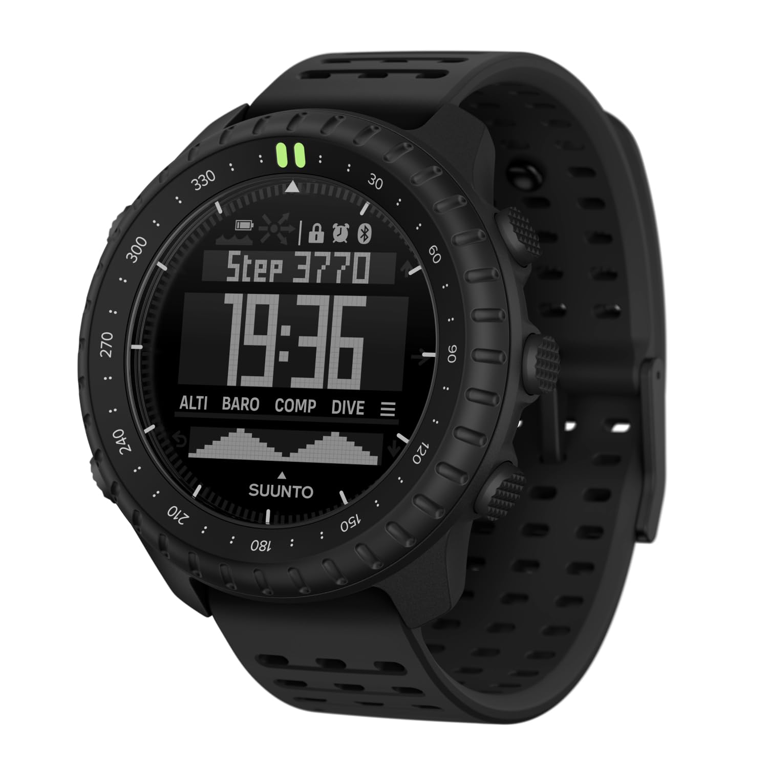 Suunto Core 2 Reloj Outdoor, 10 ATM Resistente al Agua, batería 15 Meses | Altímetro, Barómetro, Brújula, Alarma de tormenta, Retroiluminación roja/verde, Seguimiento de pasos, App SUUNTO, Negro