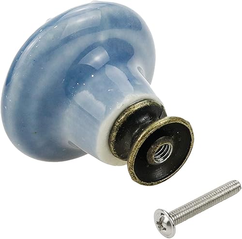 Miniatura 4 de Geesatis 4 pomos de cerámica para gabinetes de cocina, pomos redondos vintage de un solo agujero para cajones y armarios, con tornillos de montaje,