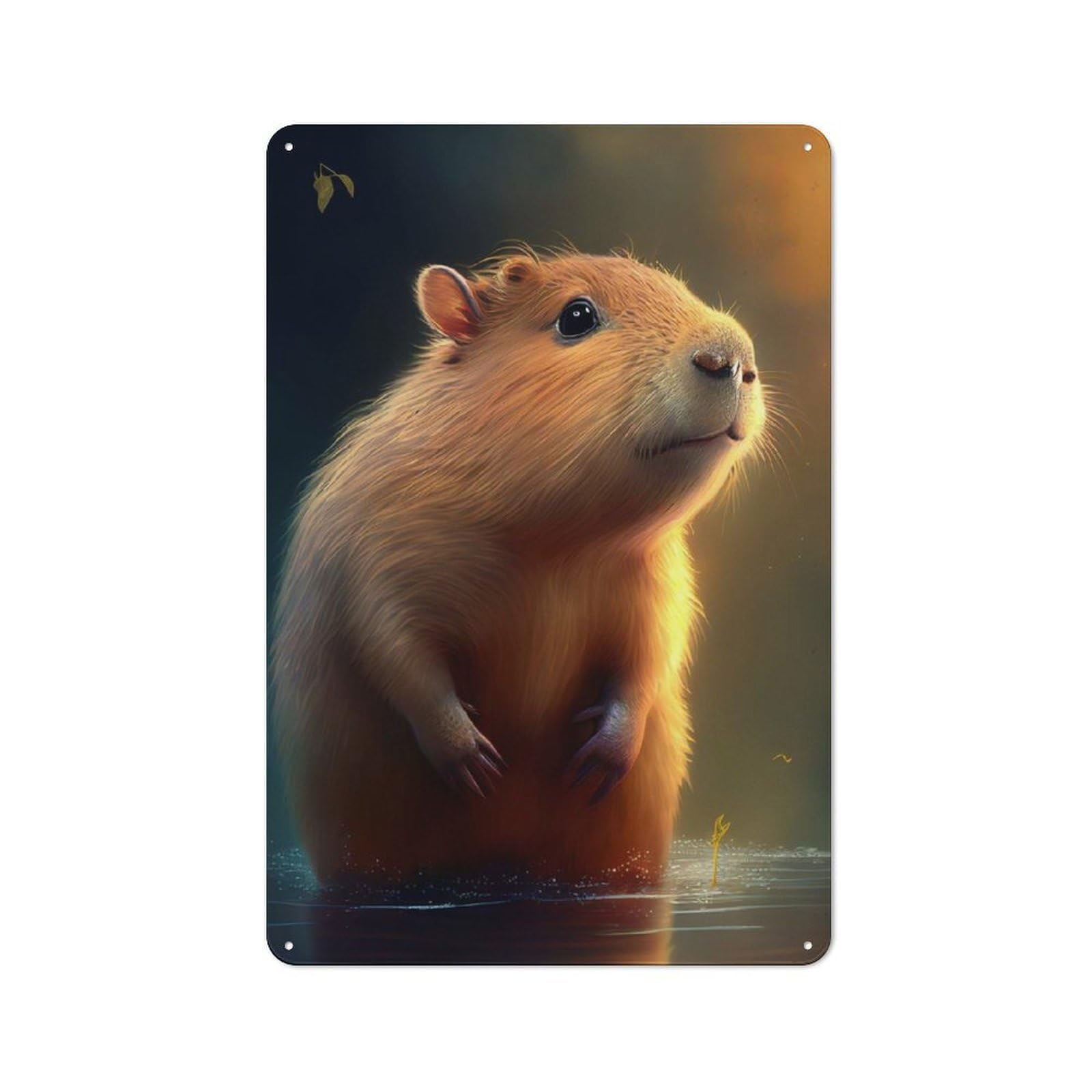 Capybara Illustration Retro-style Tin Sign 30x20cm for Living Room Or Hallway, for Home Wall Decor Collectors Refreshing A Room in Autumn