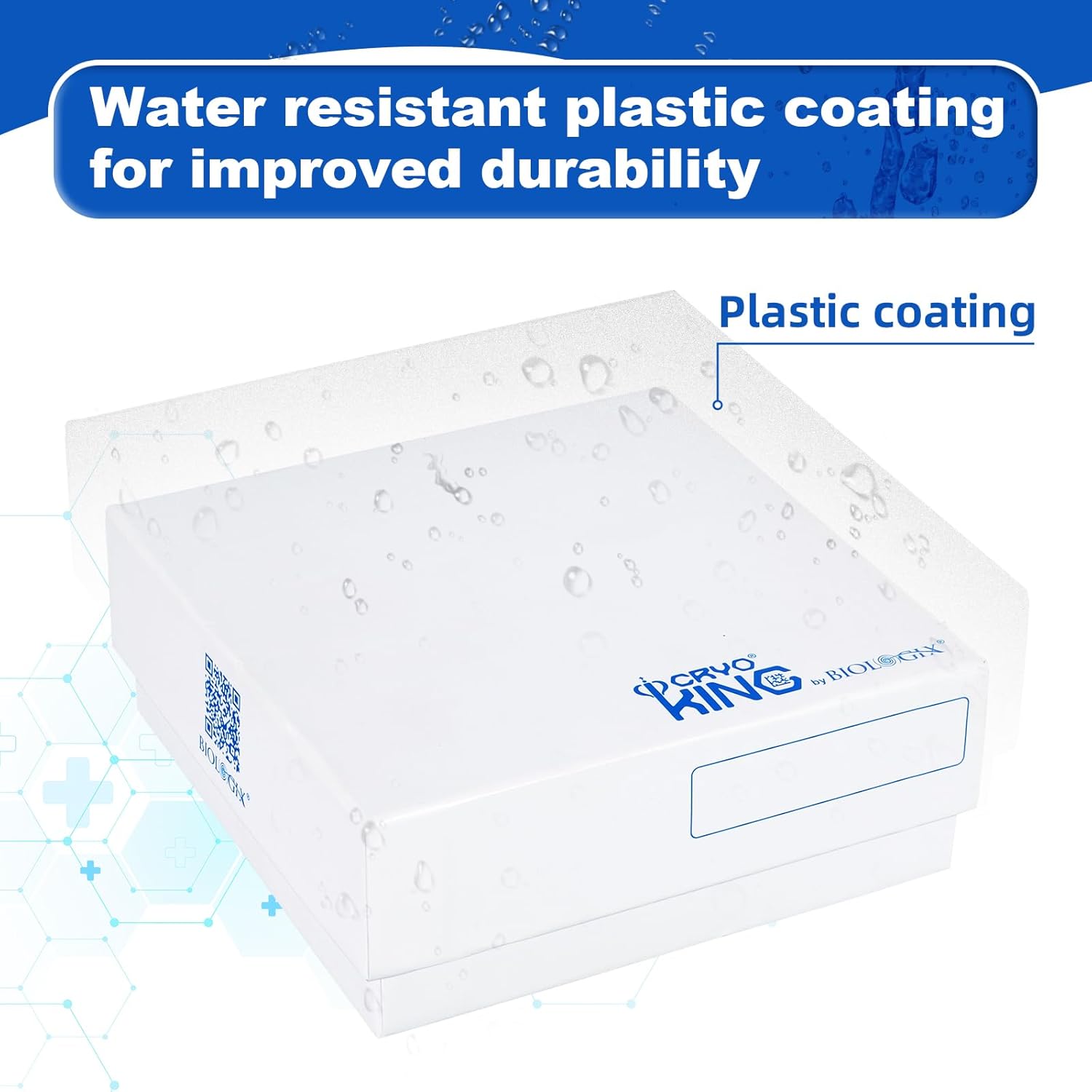 Lab Freezer Box with Plastic Coating, 2 Inch Height Cryobox, 81-Well Microtube Box for Lab Freezer, White, Case of 100