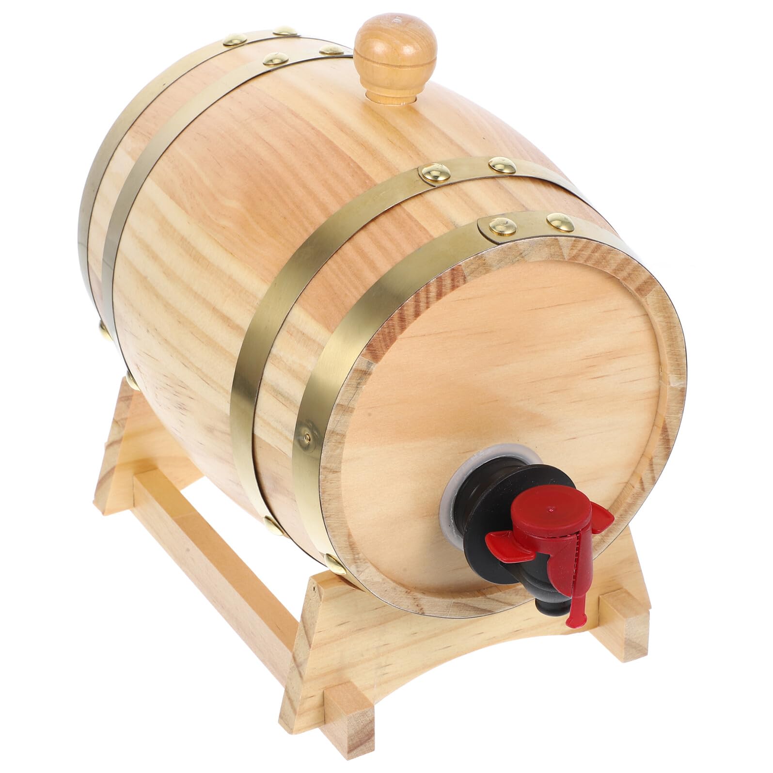 Housoutil Botte di Vino in Legno di Pino 08L Rubinetto e Base Stabile Dispenser per Vino e Birra Contenitore Decorativo per Casa Bar e Feste