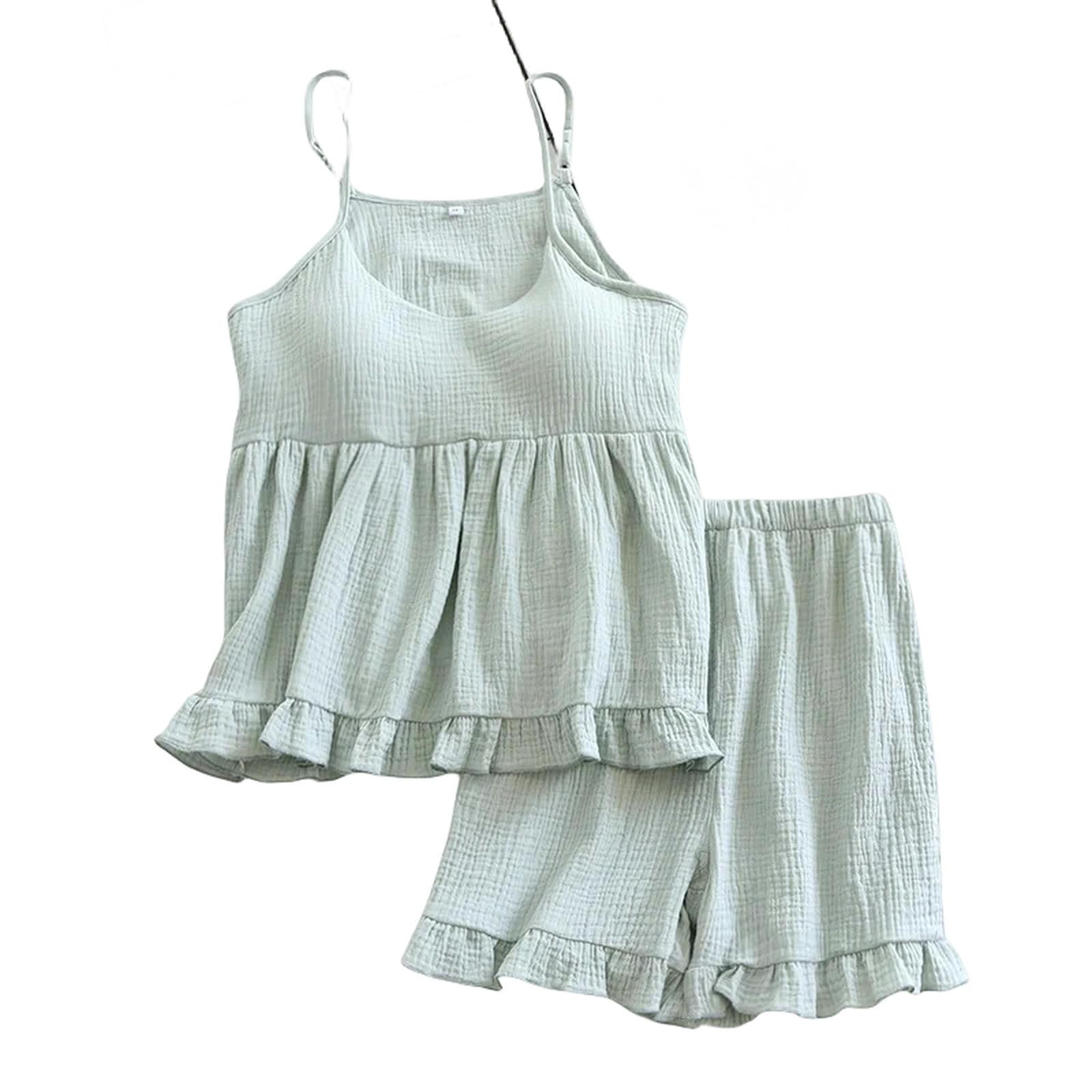 Pyjama Damen Pyjama Für Frauen -Frauen -Pyjama Solid Color 2 Stücke Spaghetti -Gurt Nachtwäsche Frauen Mit Pyjama Loungewear