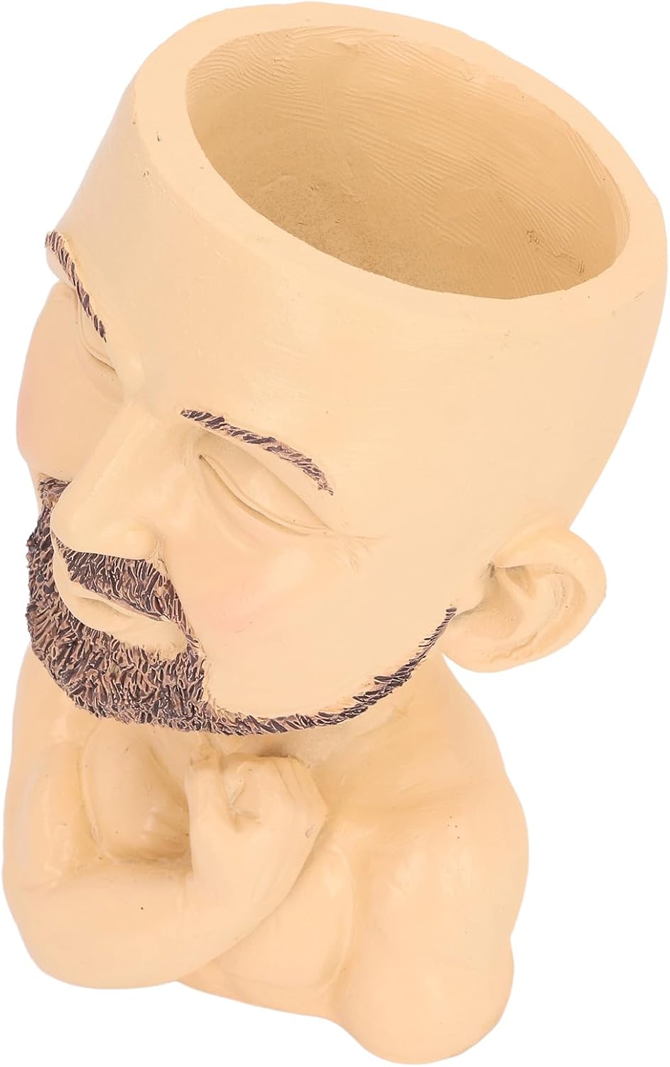 Face Planter Pot, Man Face Flower Pot Planter Exquisite with Drainage Hole for Hallway (Fleshcolor)