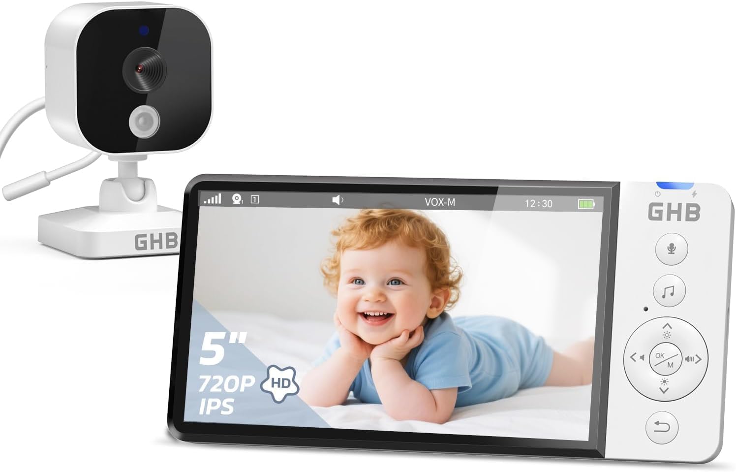GHB 5-Inch Baby Monitor with Camera and Night Vision
