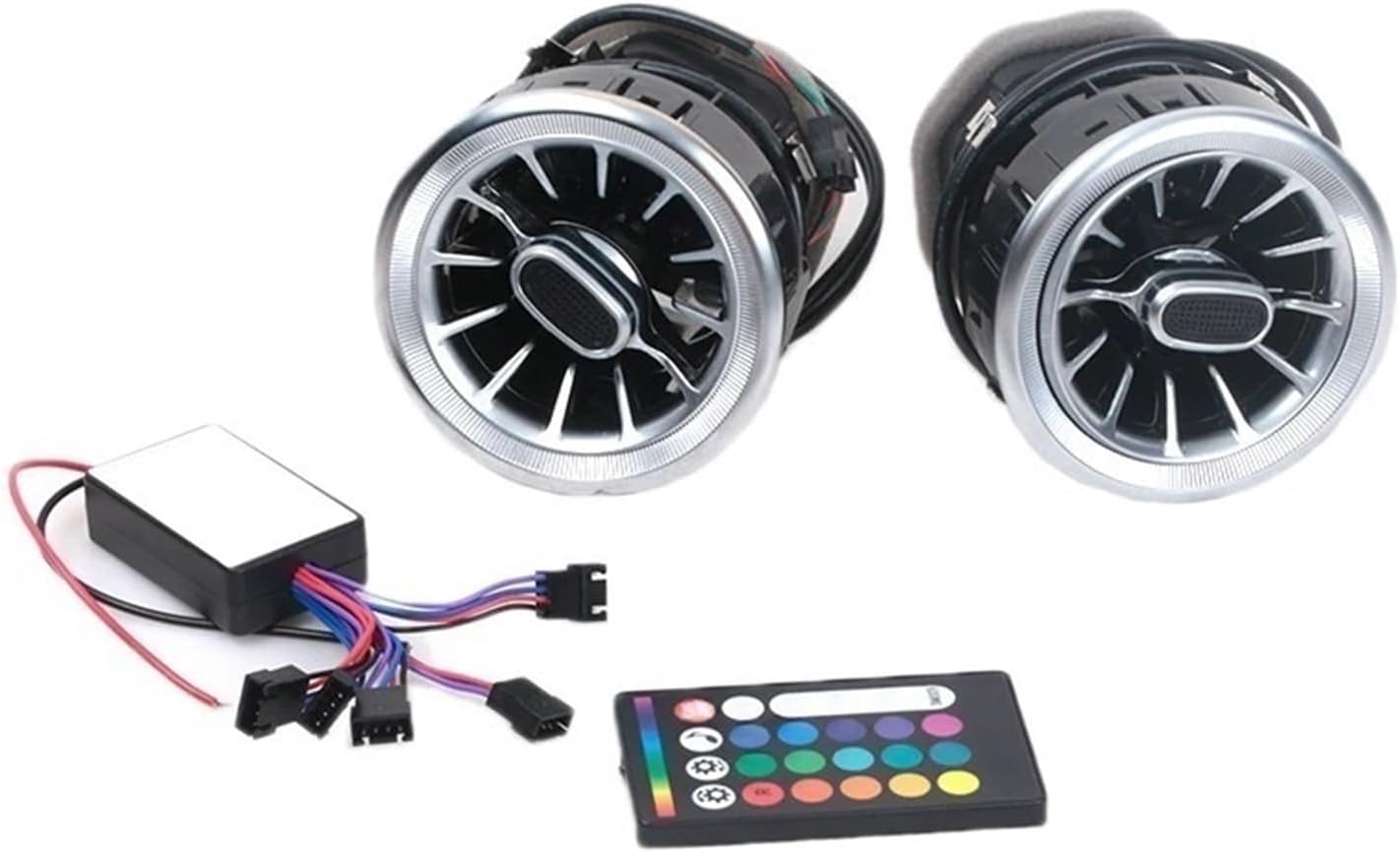 Car LED Front Dashboard Air Condition Vent Outlet Turbo Interior Trim Accessories Compatible with Mercedes Benz V Class W447 Vito V250 V260(2pcs Silver)