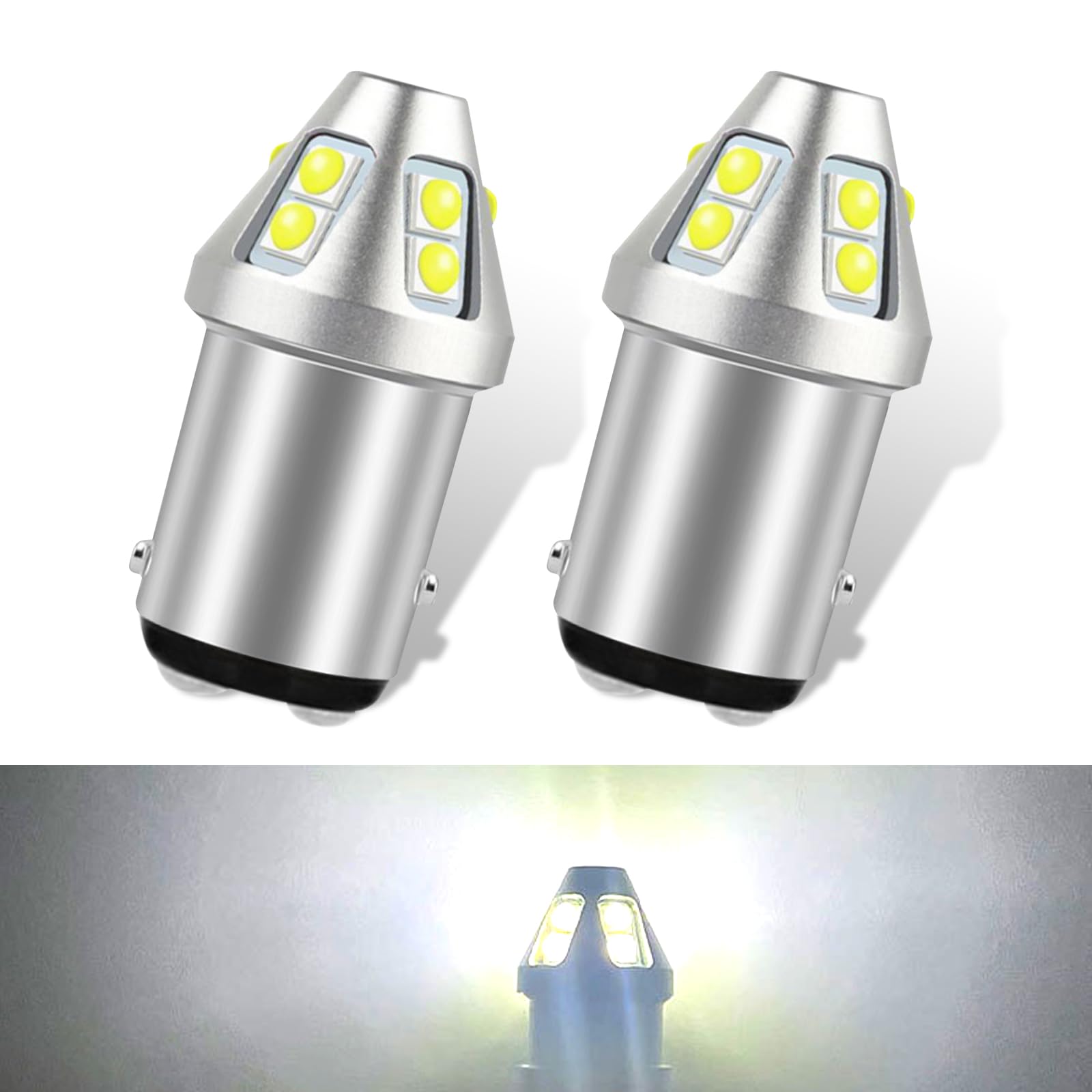 2 PCS Car 1157 LED Brake Light, BAY15D 3030-10SMD Constant Current Wide Voltage High Brightness Bulb, Original Position Design Plug And Play Bulb Replacement, Universal for Cars (White)