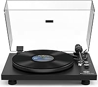 Vista 1 de Tocadiscos con salida inalámbrica, brazo de fibra de carbono, reproductor de vinilo con plato de aluminio, transmisión por correa, tocadiscos LP