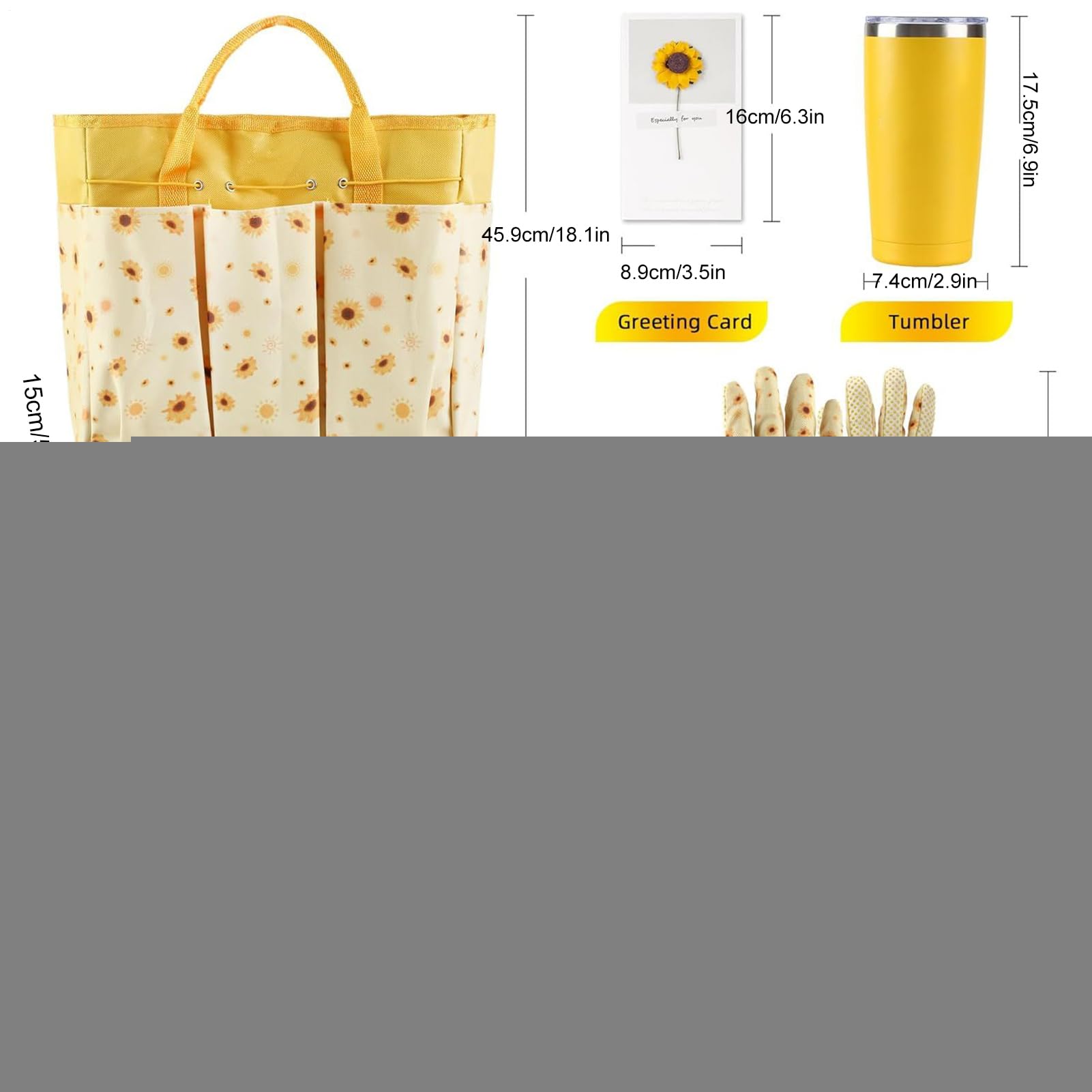 Attrezzi da Giardinaggio Manuali Robusti ed Ergonomici con Motivo Girasole | Kit con Rastrello Pala e Cesoie da Potatura Per Piantumare Diserbare Giardinieri Principianti Anziani e per Esterni