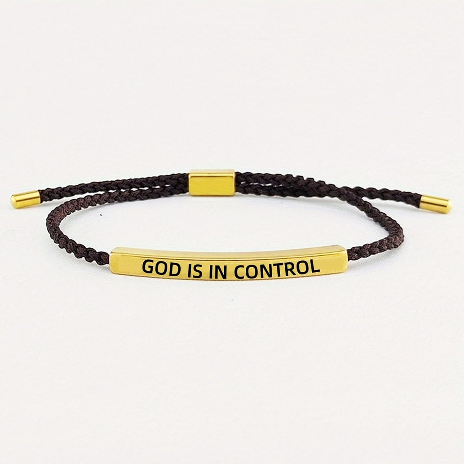 God Is In Control Bracelet for Women Stainless Steel Tube Motivational Bracelets Adjustable Braided Stainless Steel Engraving Inspirational Faith Bracelet Christian Jewelry Gifts - Image 6