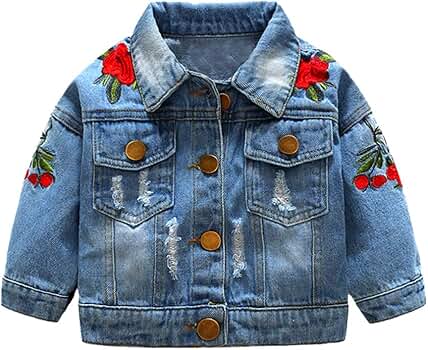Amazon.com: Top and Top Baby Girls Denim Jacket Rose Flower